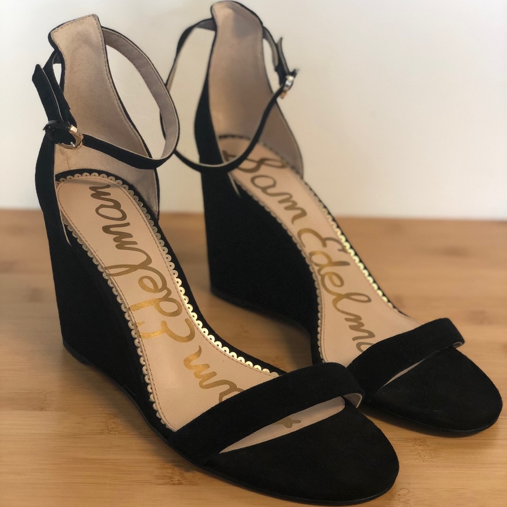 Sam Edelman black suede wedges